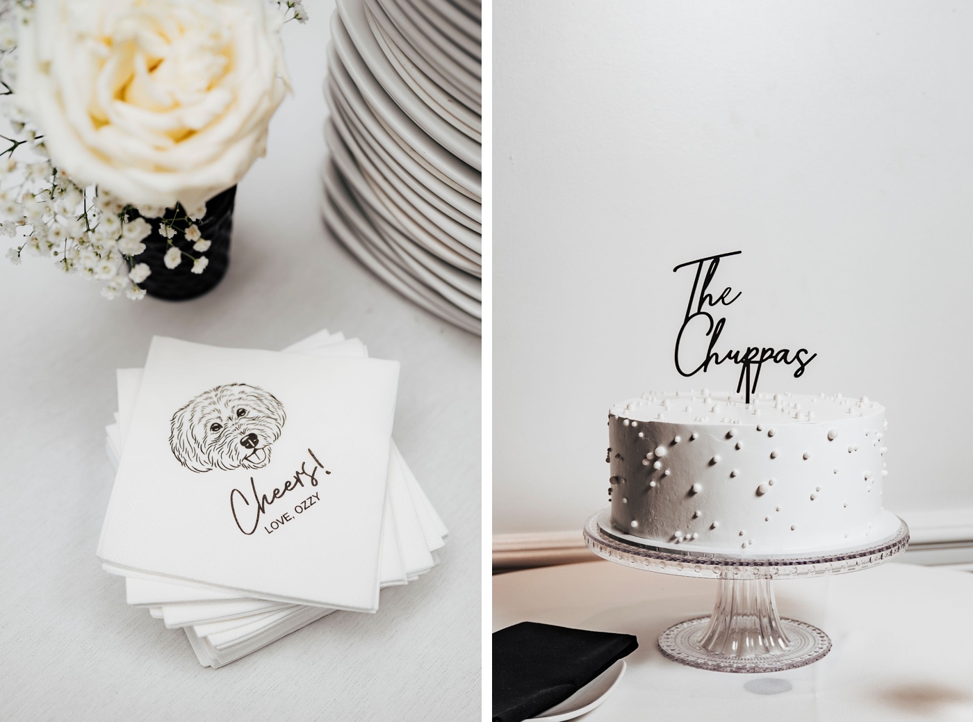 custom pet cocktail napkins for a wedding