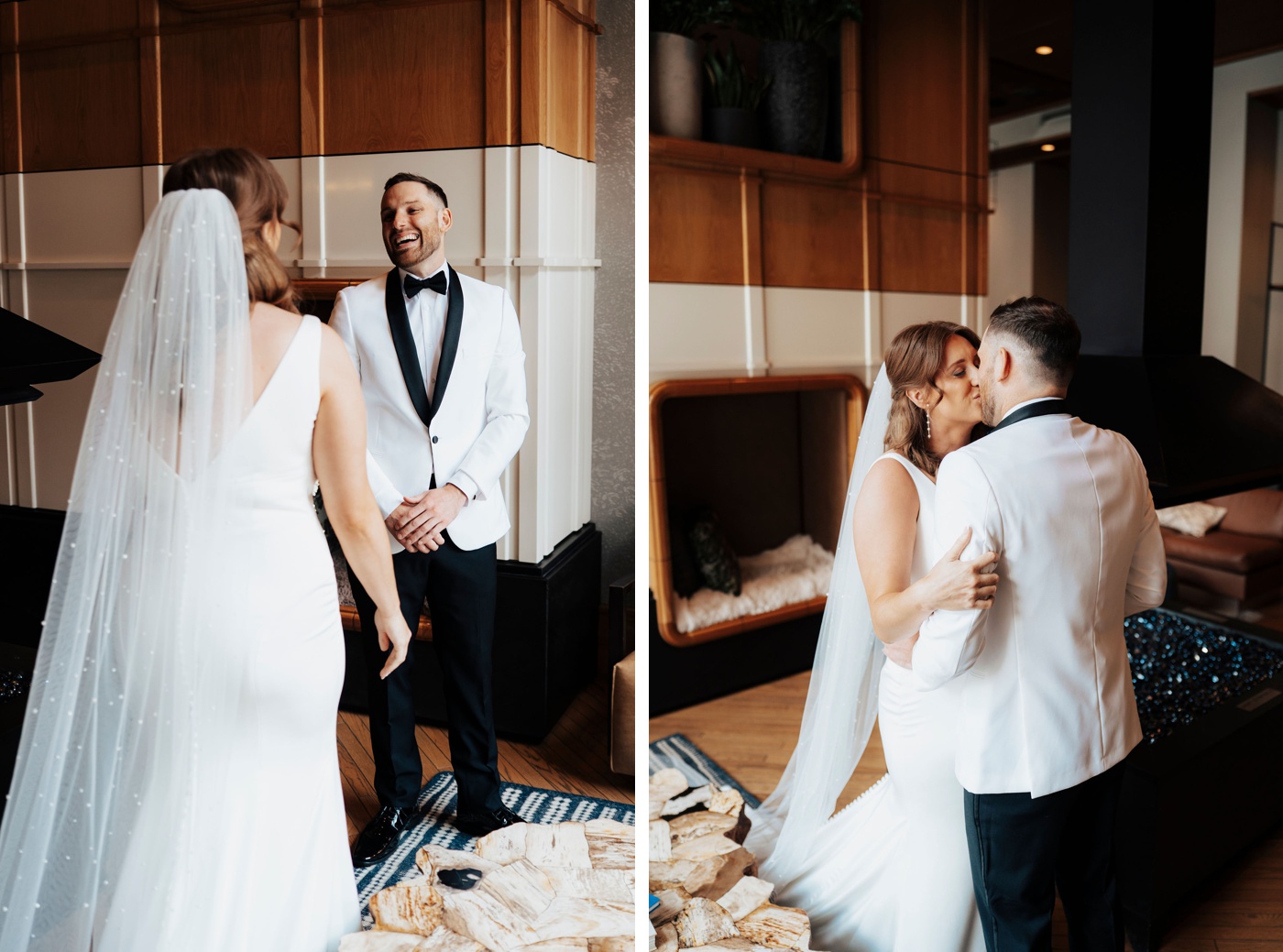 bride and groom first look