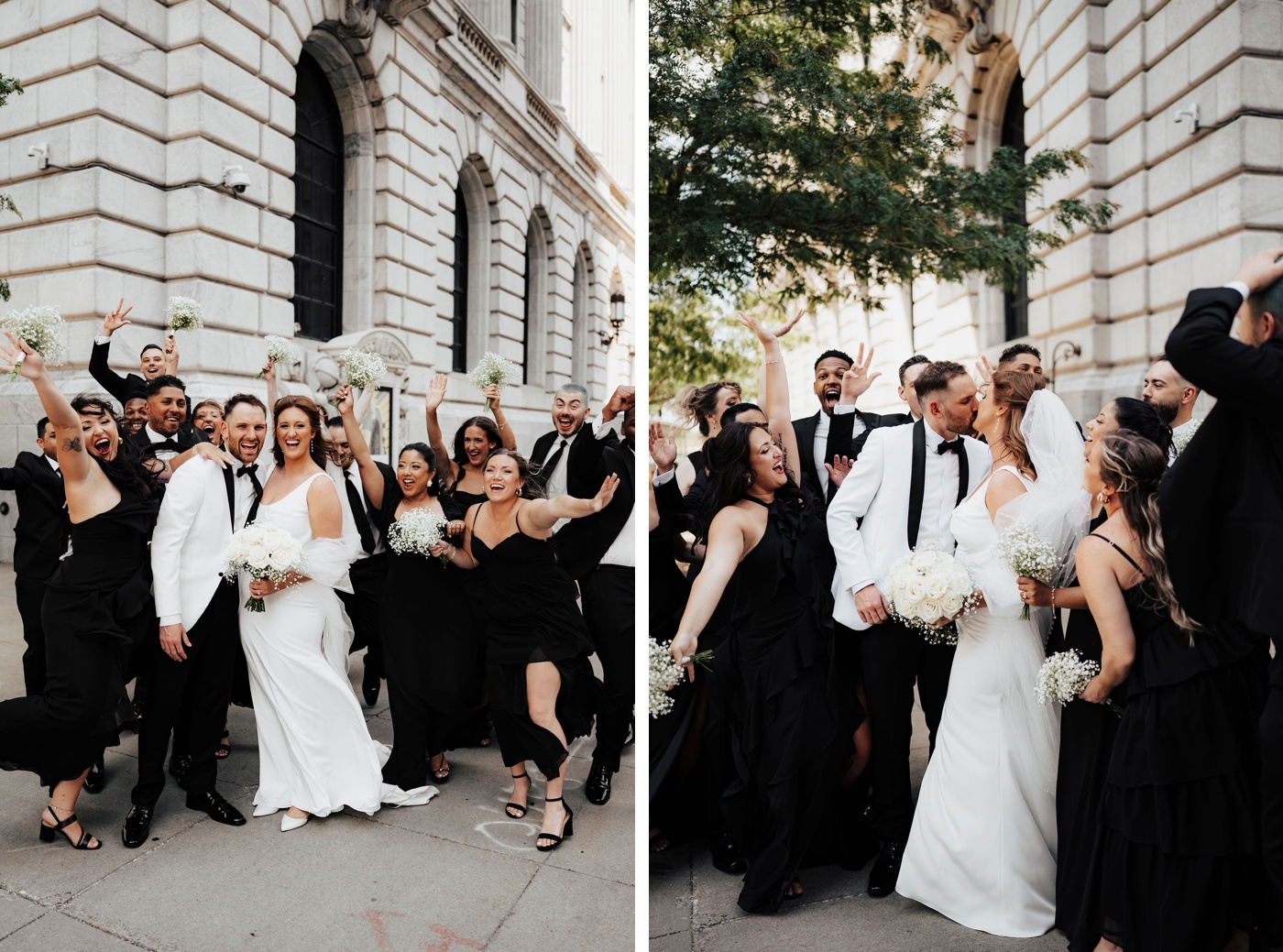 bridal party portraits in downtown Cleveland