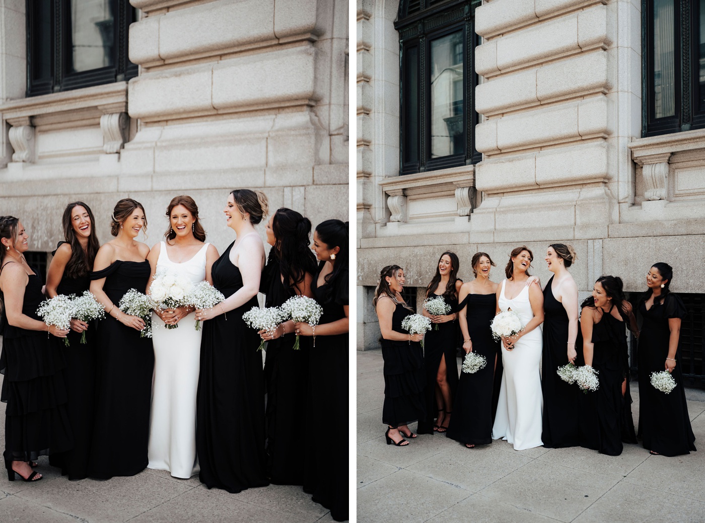 bridal party portraits in downtown Cleveland